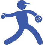 an icon for the featured in page for the shoulder pain expert in Rancho Cucamonga Trevor Field. its an image of a man throwing a baseball that could be for a throwing injury